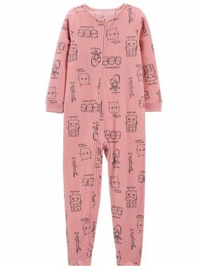 S’mores Fleece Kids One-Piece Footless Pajamas - Soft All-In-One Zip Sleeper